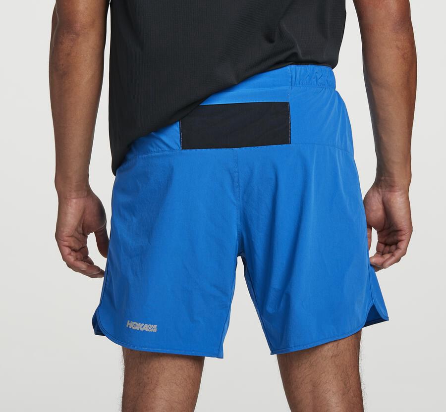Hoka One One Mens Shorts - Performance - Blue - PLEF15026